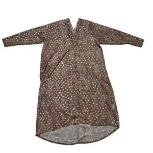 Atelier JAD Vintage Sheer Coverup Maxi Dress Brown Paisley Boho Size Medium